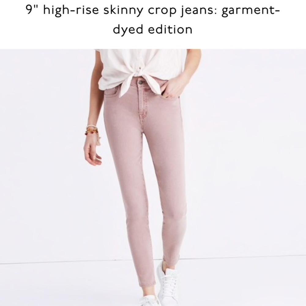Madewell skinny skinny jeans high rise crop pink